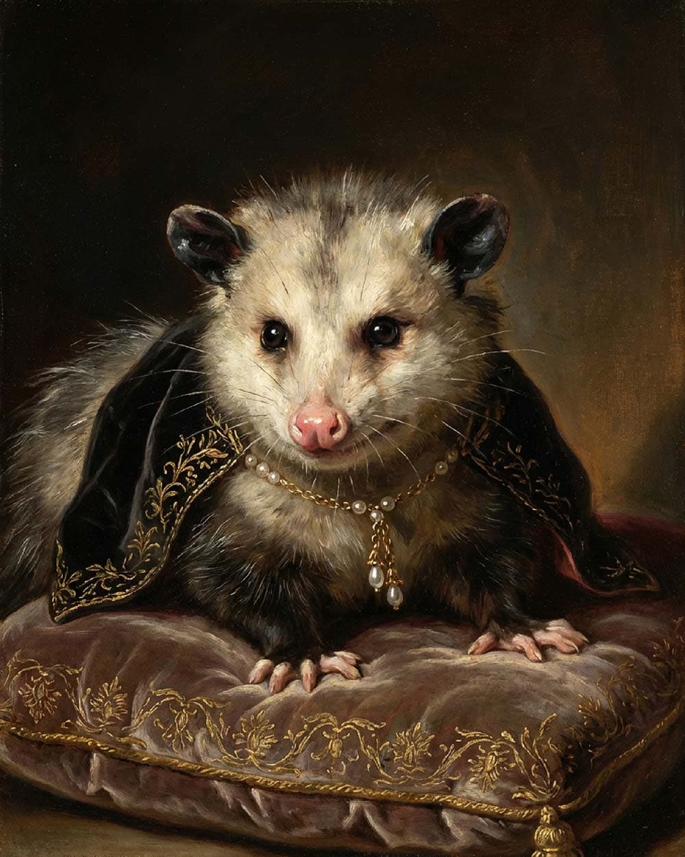 Opossum-Porträt im klassischen Stil